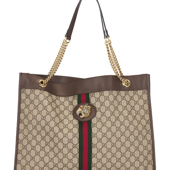 Gucci GG Supreme Ophidia Chain Tote Bag in Beige - Picture 1 of 5